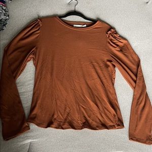 Burnt orange LUSH peplum arm top